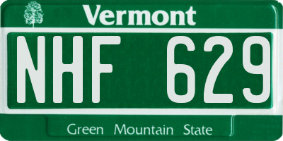 VT license plate NHF629