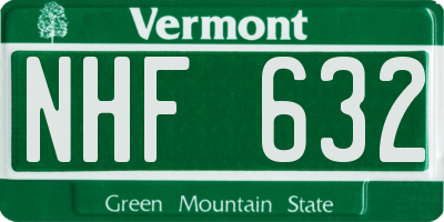 VT license plate NHF632