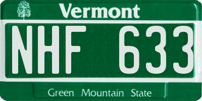 VT license plate NHF633