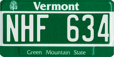 VT license plate NHF634