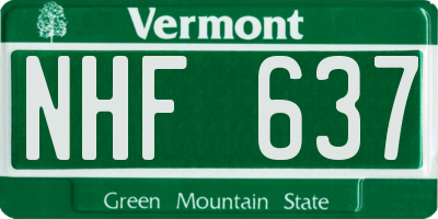 VT license plate NHF637