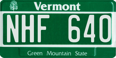 VT license plate NHF640