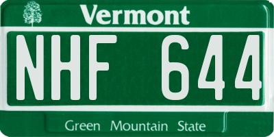VT license plate NHF644
