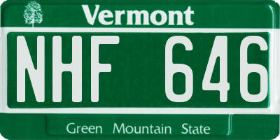 VT license plate NHF646