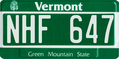 VT license plate NHF647