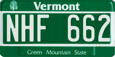 VT license plate NHF662