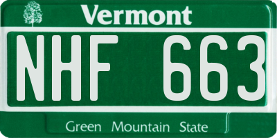VT license plate NHF663