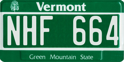 VT license plate NHF664
