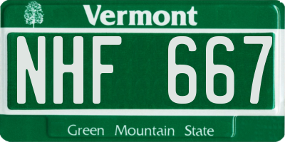 VT license plate NHF667