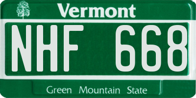 VT license plate NHF668