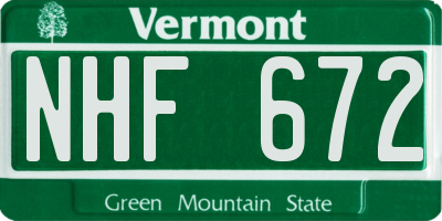 VT license plate NHF672