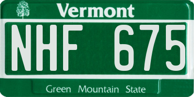 VT license plate NHF675