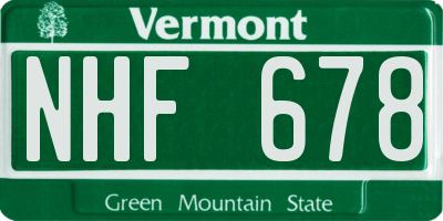 VT license plate NHF678