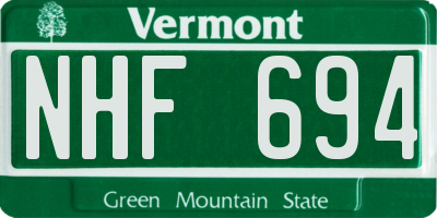 VT license plate NHF694