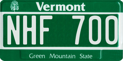 VT license plate NHF700