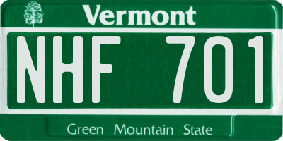 VT license plate NHF701