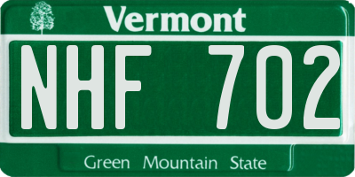 VT license plate NHF702