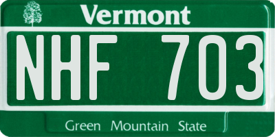 VT license plate NHF703