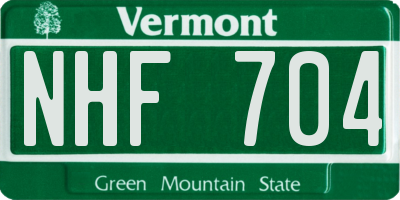 VT license plate NHF704