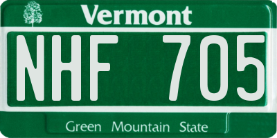 VT license plate NHF705