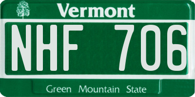 VT license plate NHF706