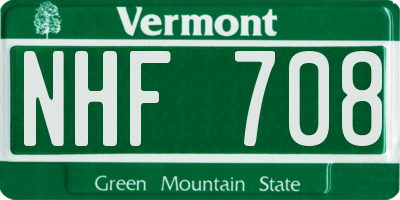 VT license plate NHF708