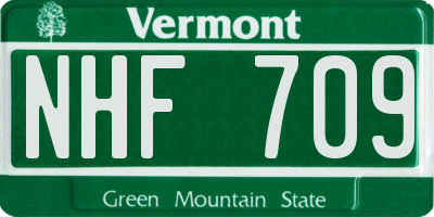 VT license plate NHF709