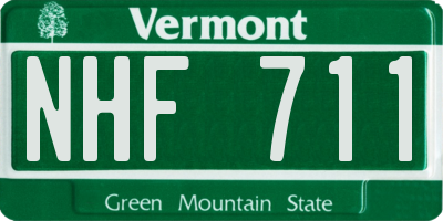 VT license plate NHF711