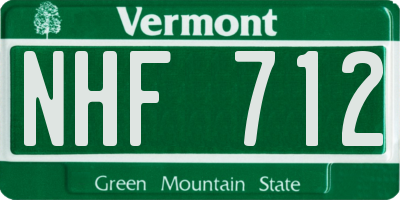 VT license plate NHF712
