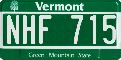 VT license plate NHF715