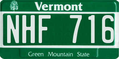 VT license plate NHF716