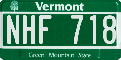 VT license plate NHF718