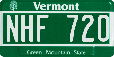 VT license plate NHF720