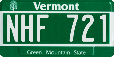 VT license plate NHF721