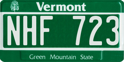 VT license plate NHF723