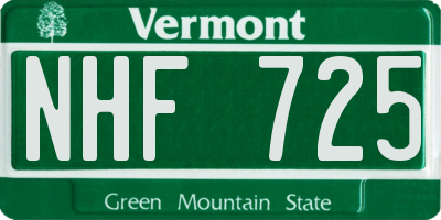 VT license plate NHF725