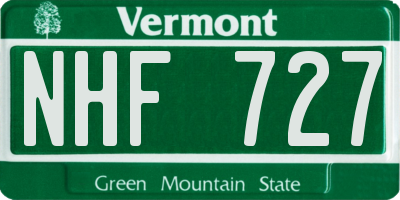 VT license plate NHF727