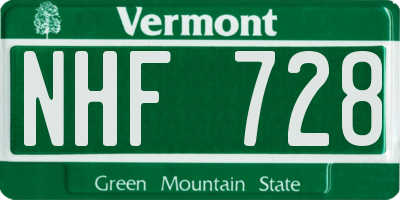 VT license plate NHF728