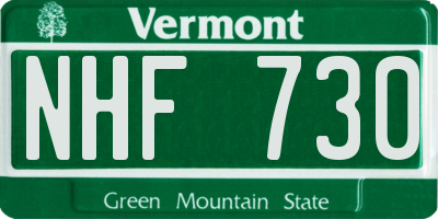 VT license plate NHF730