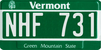 VT license plate NHF731