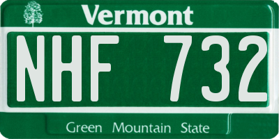VT license plate NHF732