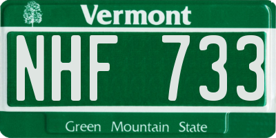 VT license plate NHF733