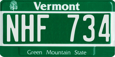 VT license plate NHF734