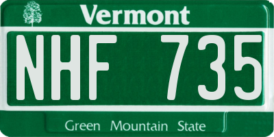 VT license plate NHF735