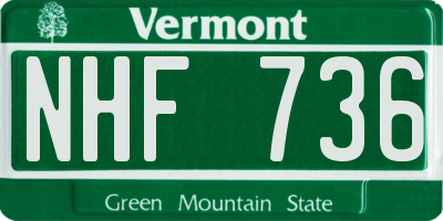 VT license plate NHF736
