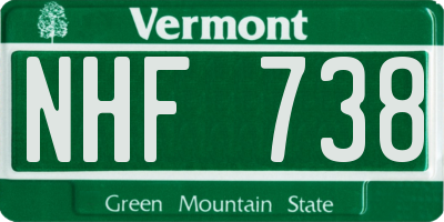 VT license plate NHF738