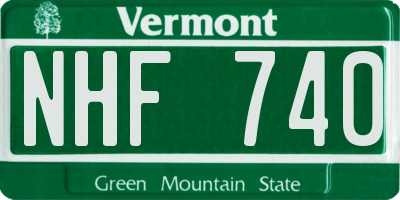 VT license plate NHF740