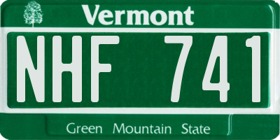 VT license plate NHF741