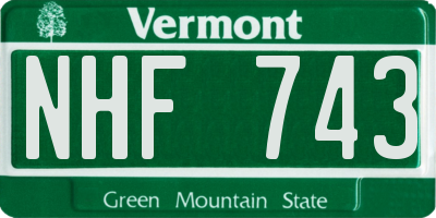 VT license plate NHF743