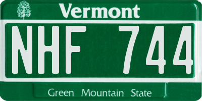 VT license plate NHF744